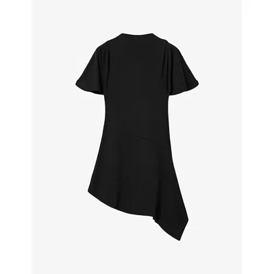 Allsaints Womens Black Rosa Asymmetric-hem Stretch-woven Mini Dress