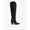 Allsaints Womens  Roxanne Knee-high Western Leather Boots In Black