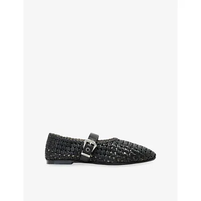 Allsaints Womens Black Sabine Woven Leather Ballet Flats Eur 40 / 7 Uk