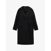 Allsaints Womens Black Sellma Notched-lapel Wool Blend Coat In Black