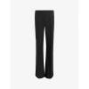 Allsaints Womens Black Sevenh Pintuck-seam Flared-leg High-rise Woven Trousers