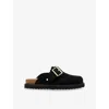 Allsaints Buckle-fastening Perforated Slides In Black