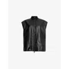 Allsaints Womens Sofi Relaxed-fit Leather Gilet Black In Black