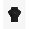 Allsaints Womens Black Sorri Redact Short-sleeve Cotton-blend Hoody In Black