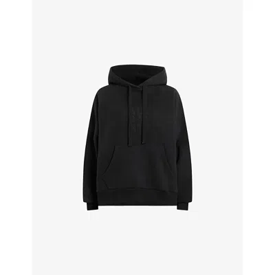 Allsaints Womens  Stacks Talon Brand-embroidered Relaxed-fit Cotton-jersey Hoody