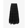Allsaints Womens Black Talia Tiered-hem Modal Maxi Skirt