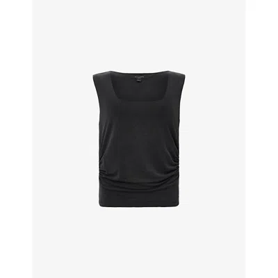 Allsaints Womens Black Tami Sleeveless Slim-fit Woven Top