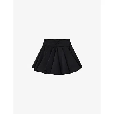 Allsaints Womens Black Tulip Gathered-waist Stretch-woven Mini Skirt