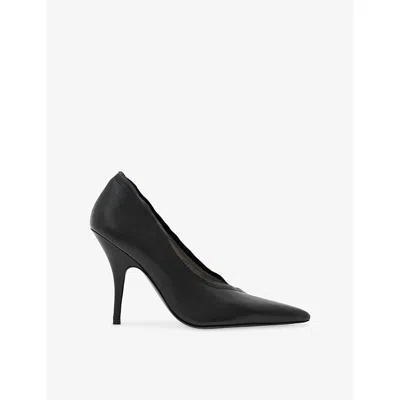 Allsaints Womens Black Vera Heeled Leather Court Shoes Eur 38/5 Uk