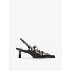 Shop Allsaints Womens Vivian Slingback Leather Heeled Pumps Black Eur 37 / 4 Uk
