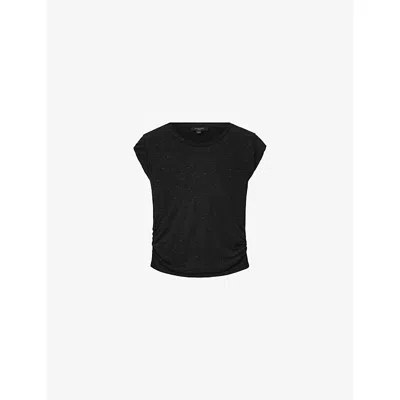 Allsaints Womens Black West Sleeveless Jersey Top Xs