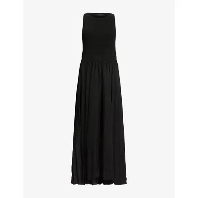 Allsaints Womens Zenia Sleeveless Stretch-woven Midi Dress Black