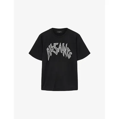 ALLSAINTS WOMENS BLACK ZINC LOGO-PRINT COTTON T-SHIRT