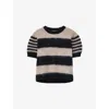 Allsaints Clem Striped Knitted Top In Black