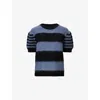 Allsaints Clem Striped Knitted T-shirt In Blue