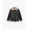 Allsaints Sola Oversize Genuine Shearling Biker Jacket In Black