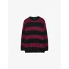 Allsaints Onyx Striped Long-sleeve Sweater In Black