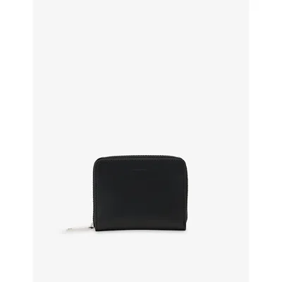 Allsaints Womens Black/silver Lena Zipped Leather Wallet In Multi