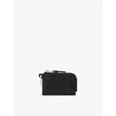 Allsaints Womens Black/silver Remy Logo-debossed Square Leather Wallet In Multi