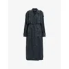 Allsaints Womens Blueberry Blue Linnie Belted Woven Trench Coat