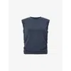 Allsaints Womens West Ruched Stretch Cotton-blend Top Blueberry Blue