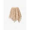Allsaints Womens Jayde Branded-waist Tulle Woven Mini Skirt Blush Pink