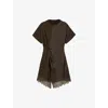 Allsaints Womens  Lana Lace-trim Woven Mini Dress In Brown