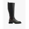 Allsaints Womens Brown Maeve Slip-on Flat Leather Knee-high Boots Eur 39 / 6 Uk In Brown