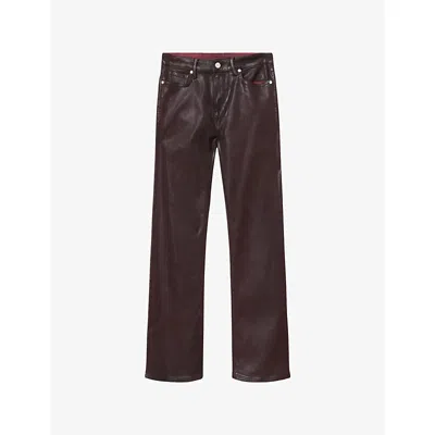 Allsaints Womens  Haldan Bootcut Mid-rise Coated Stretch-denim Jeans In Multi