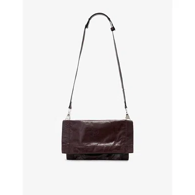 Allsaints Womens Burgundy Red Lutece Small Leather Cross-body Bag