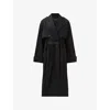 Allsaints Womens Black Cadence Double-breasted Cotton Trench Coat
