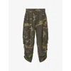 Allsaints Womens Camo Green Kaye Camouflage-print Tapered-leg High-rise Lyocell Trousers In Green