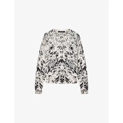 Allsaints Womens Canter Ecru Wh Anouk Snake-pattern Wool Cardigan In White