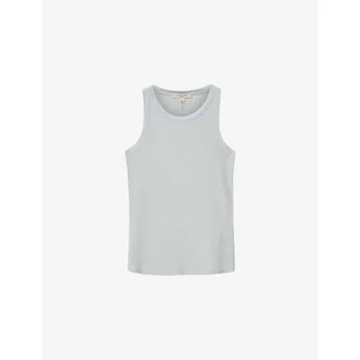 Allsaints Womens Captain Blue Rina Round-neck Sleeveless Stretch-woven Tank Xs In Gray