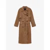 Allsaints Womens Caramel Cafe B Linnie Belted Woven Trench Coat In Brown