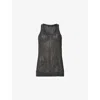 Allsaints Womens Carbon Grey Kaito Branded-jacquard Knitted Tank Top In Black