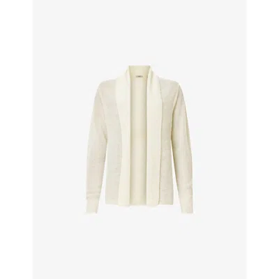 ALLSAINTS WOMENS CHALK WHITE JADE SEMI-SHEER WOOL-BLEND CARDIGAN XS