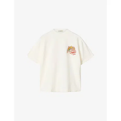 Allsaints Womens Chalk White Roque Etta Graphic-print Relaxed Cotton T-shirt In Neutral