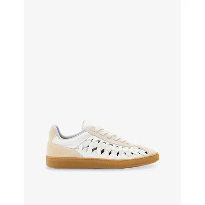 ALLSAINTS WOMENS CHALK WHITE VELMA LEATHER AND SUEDE LOW-TOP TRAINERS EUR 38/5 UK