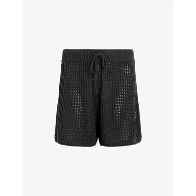 Allsaints Womens Charcoal Grey Paloma Crochet Knitted Shorts
