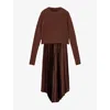 Allsaints Womens Jax 2-in-1 Pleated Maxi Dress Chestnut Brown In Brown