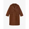 Allsaints Womens Cinnamon Brown Sellema Notched-lapel Wool Blend Coat