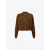 Allsaints Orten Suede Bomber Jacket In Cognac Brown