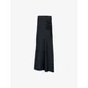 Allsaints Womens Collegiate Blu Alexia Side-tie High-rise Stretch-woven Midi Skirt In Blue