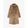Allsaints Womens Conker Brown Serra Regular-fit Reversible Shearling Coat