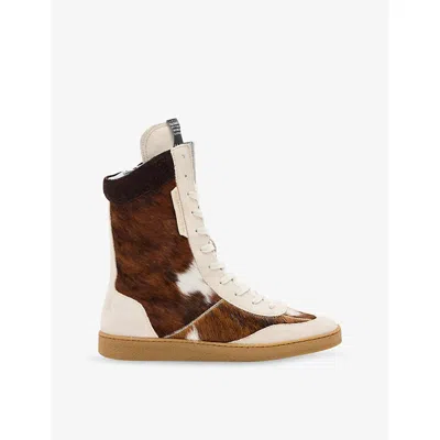 Allsaints Louise Genuine Claf Hair High Top Sneaker In White