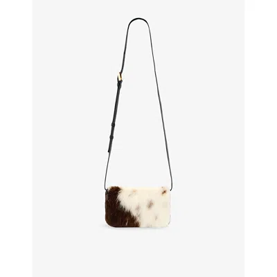 Allsaints Womens Cow Print Maeve Cow-print Leather Cross-body Bag In Multi
