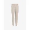 Allsaints Womens Cream White Duran Raw-hem Skinny-leg Stretch-denim Jeans