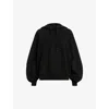 Allsaints Womens Black Dana Zip-back Organic-cotton Hoody
