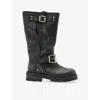 Allsaints Womens Dark Brown Tay Buckled Leather Knee-high Boots Eur 39 / 6 Uk In Brown